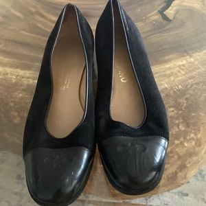 Vintage original black suede and leather Ferragamo shoes